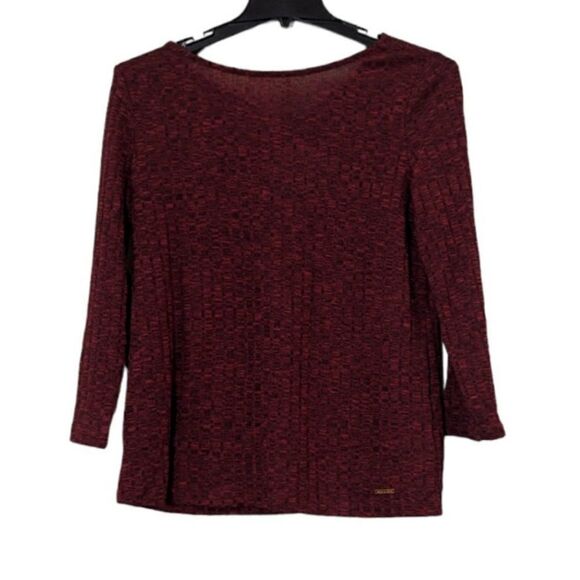 Nine West Womens Size Large Red 3/4 Sleeve Twist Back Space Dye Blouse Top - Picture 1 of 10